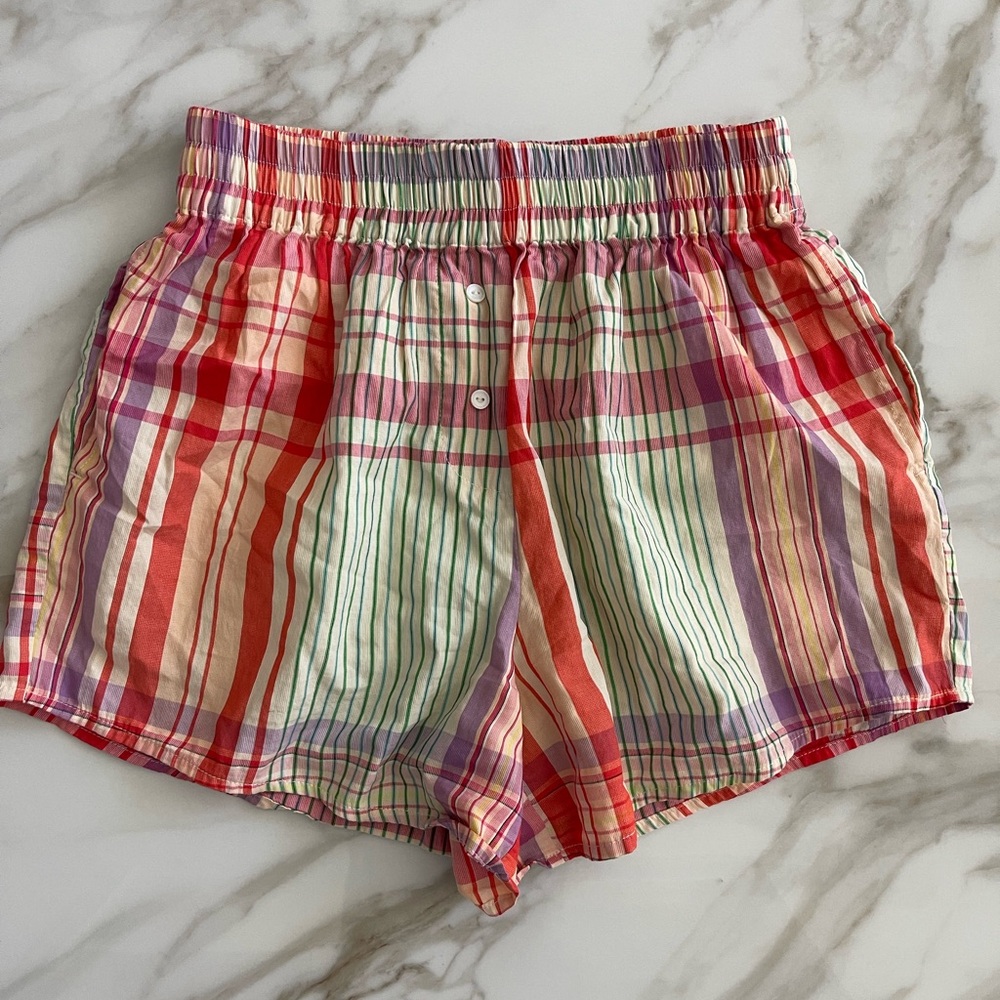 Oroton Checked Plaid Multicolor 100% Cotton Women's Boxer Shorts XS - Picture 2 of 10
